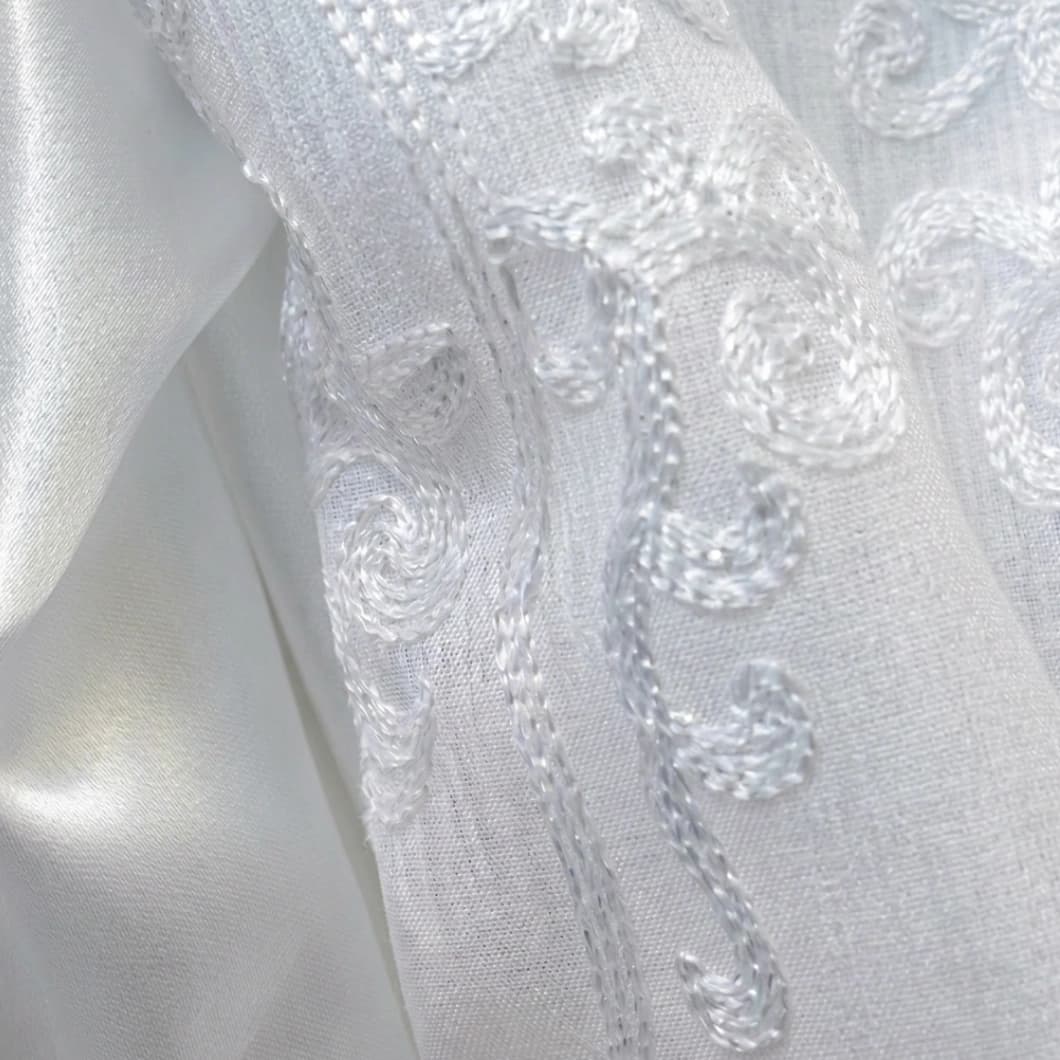 Embroidery Doli Sheer Rod Pocket Curtains 52x84 White (4 Panels)