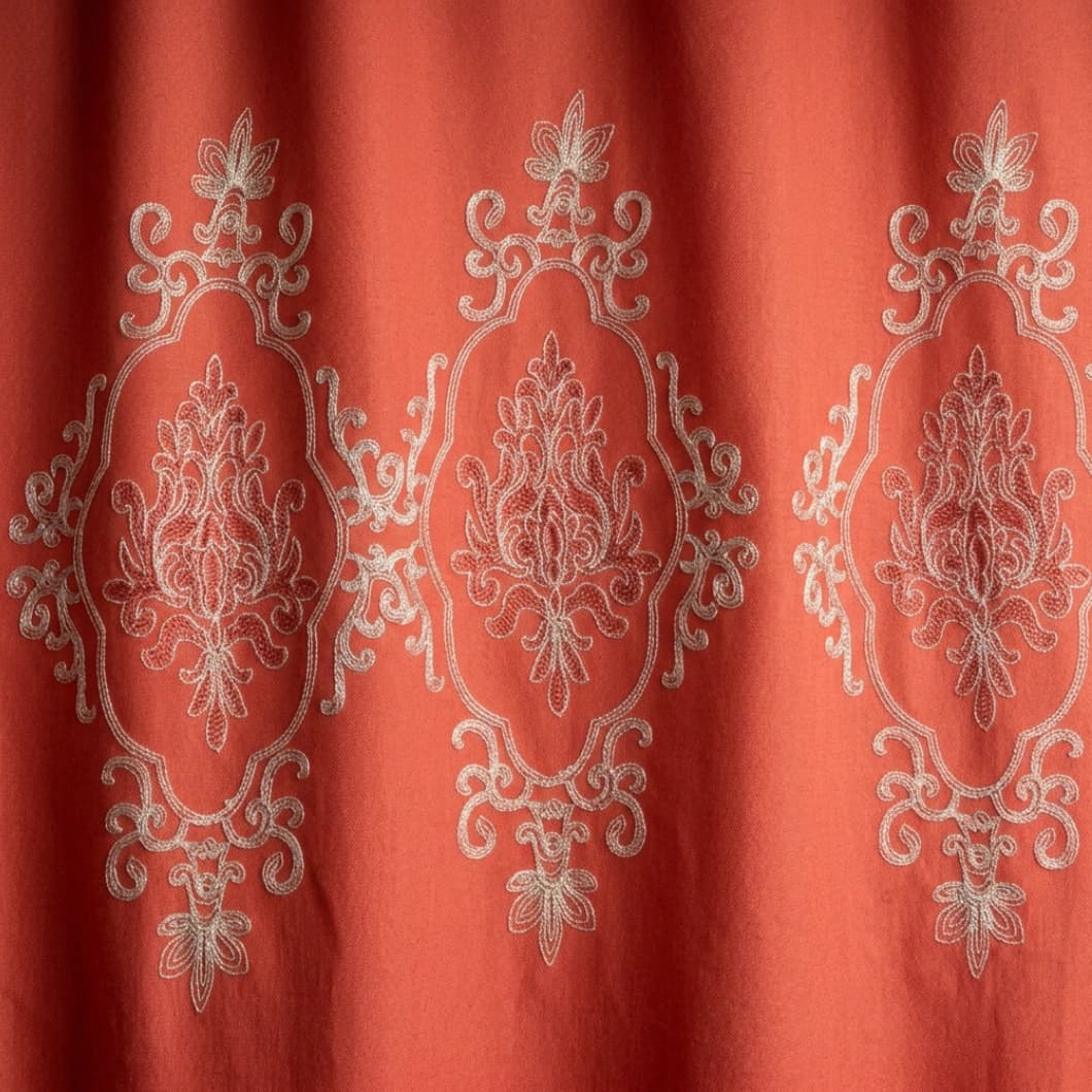 Embroidery Doli Sheer Rod Pocket Curtains 52x84 Terra (4 Panels)