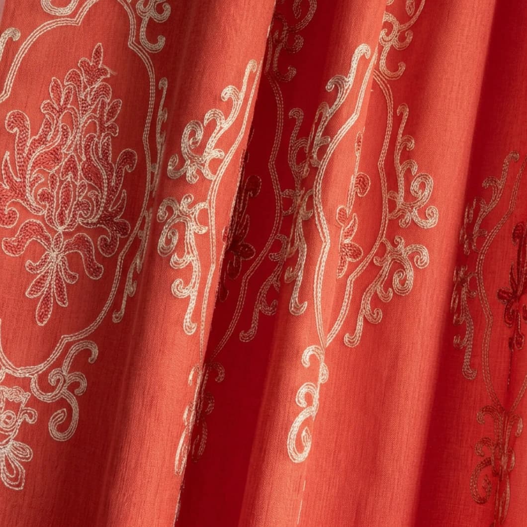 Embroidery Doli Sheer Rod Pocket Curtains 52x84 Terra (4 Panels)