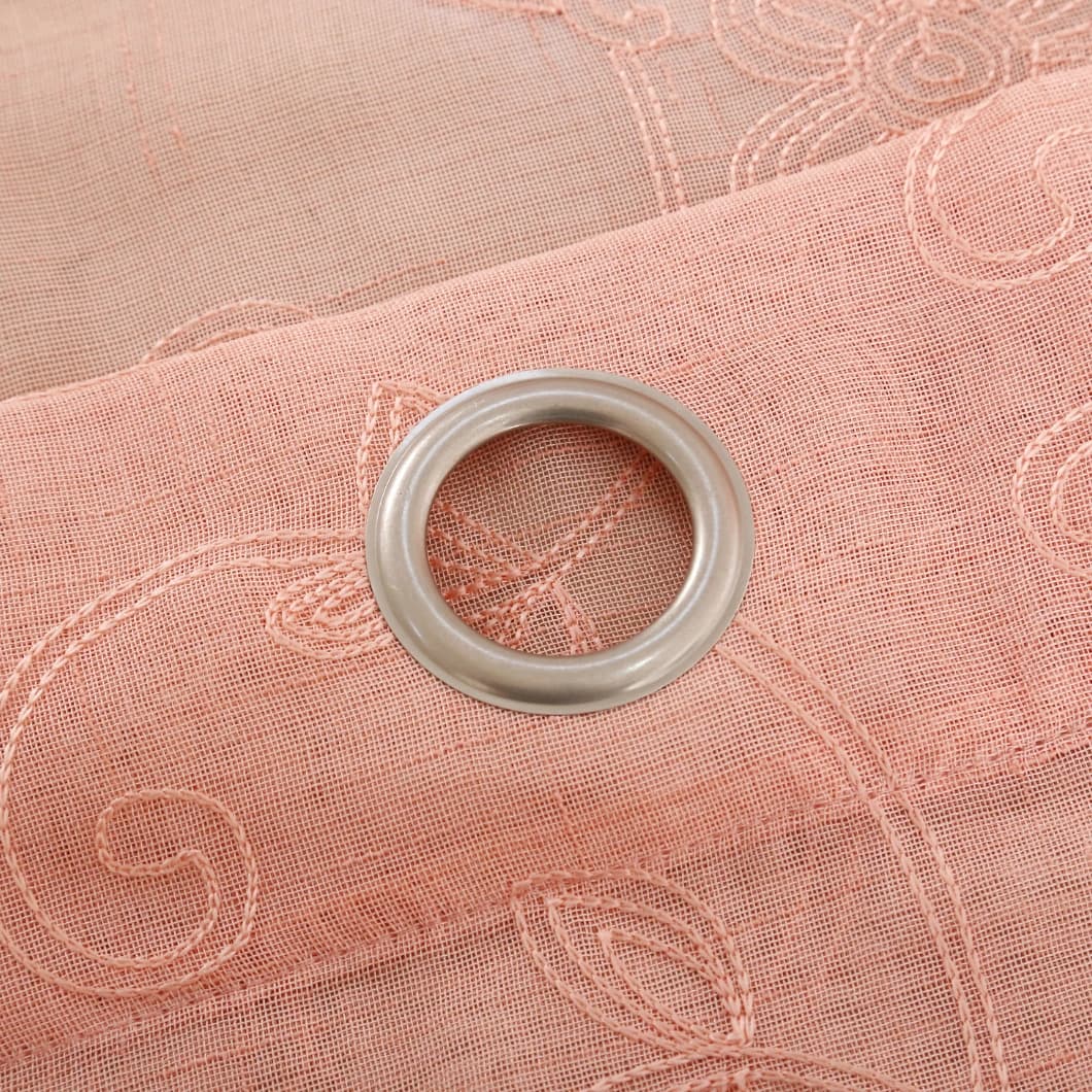 Elegant Embroidery Faux Linen Grommet Curtains 52x90 Blush (4 Panels)