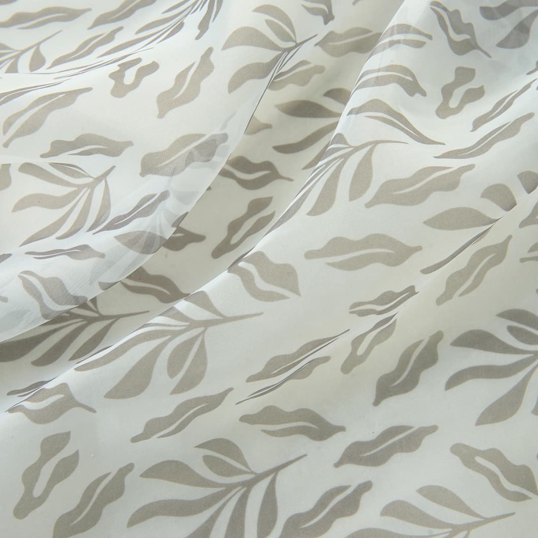 Teflon Printed Sheer Curtains 52x84 Rod Pocket Taupe (4 Panels)