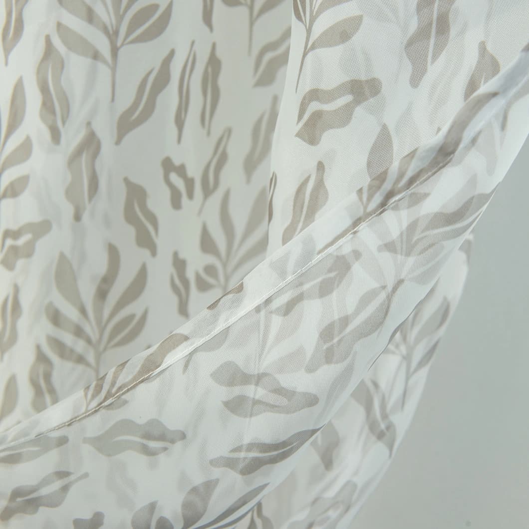 Teflon Printed Sheer Curtains 52x84 Rod Pocket Taupe (4 Panels)