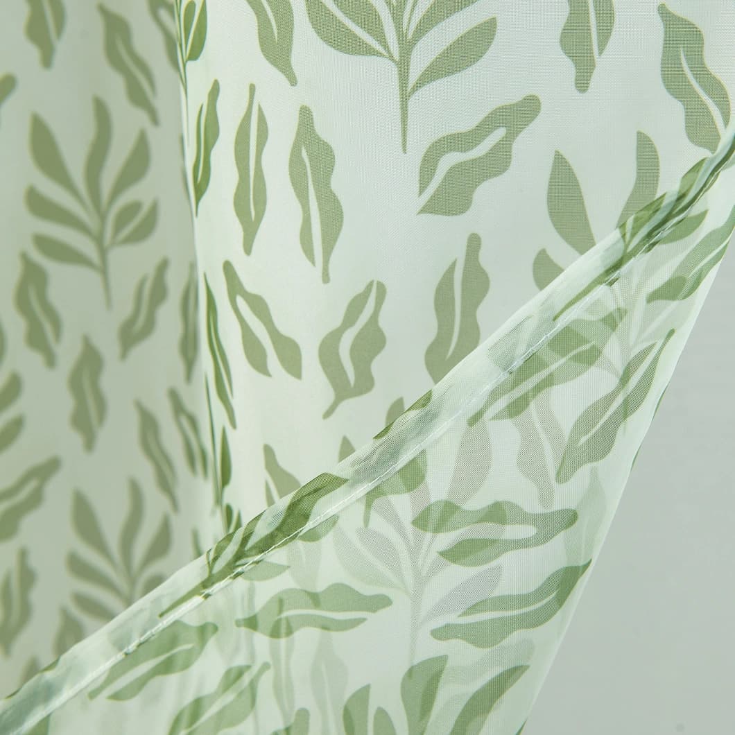 Teflon Printed Sheer Curtains 52x84 Rod Pocket Green (4 Panels)