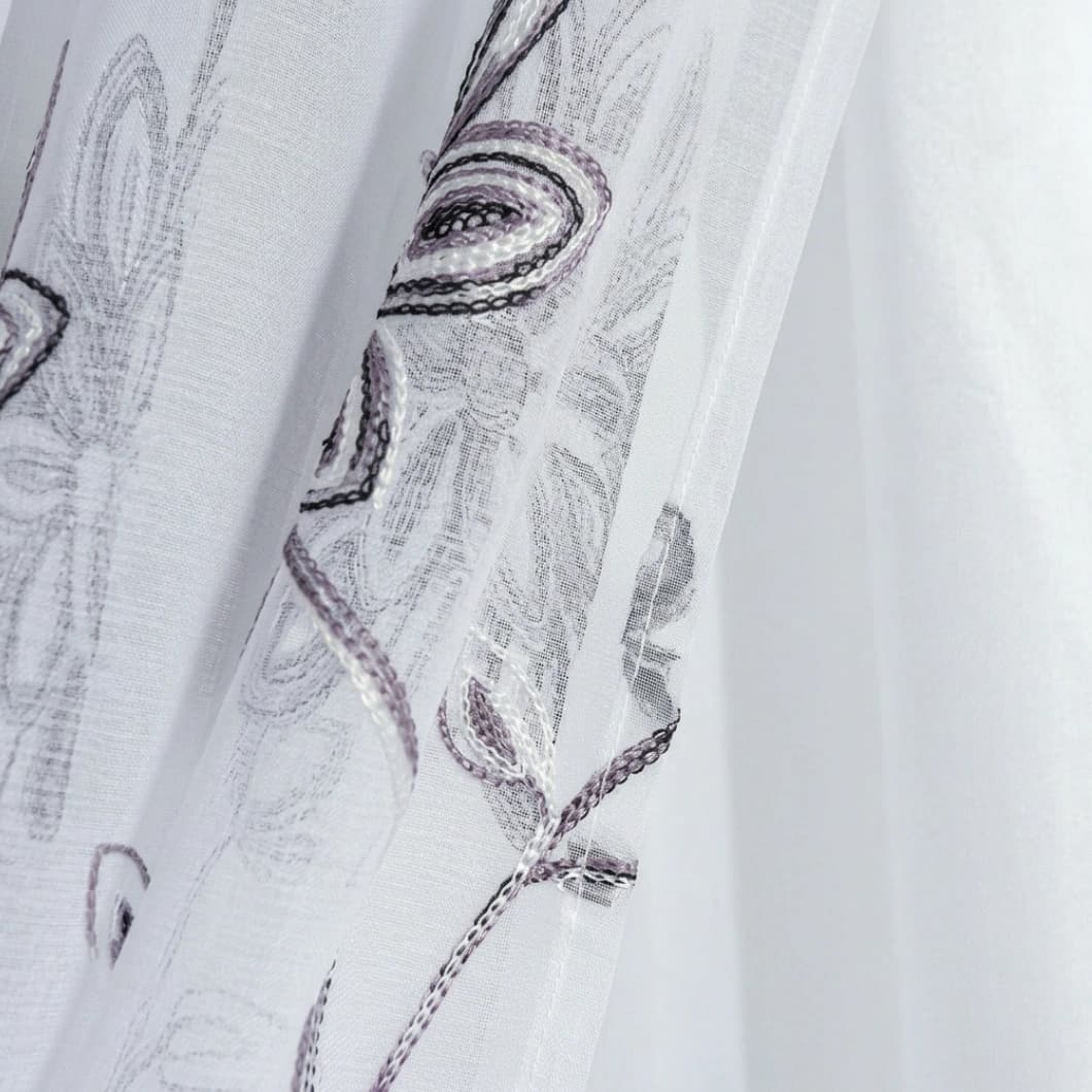 Embroidery Doli Sheer Rod Pocket Decorative Curtains 52x84 Inch 4 Panels