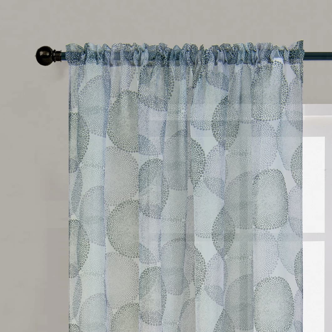 Teflon Chiffon Printer Rod Pocket Curtains 52x84 Silver (4 Panels)