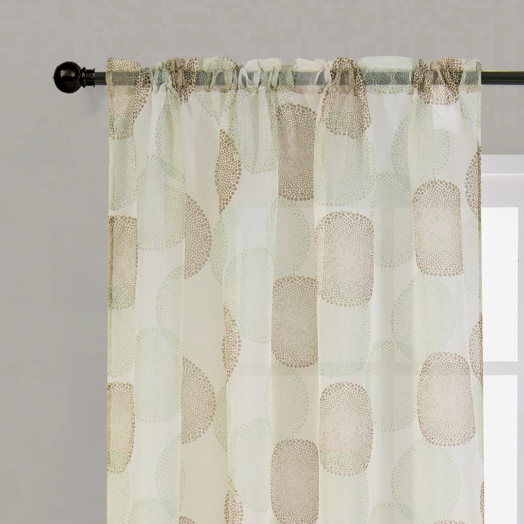 Voile Sheer Rod Pocket Kitchen Curtains 52x63 Beige(4 Panels)