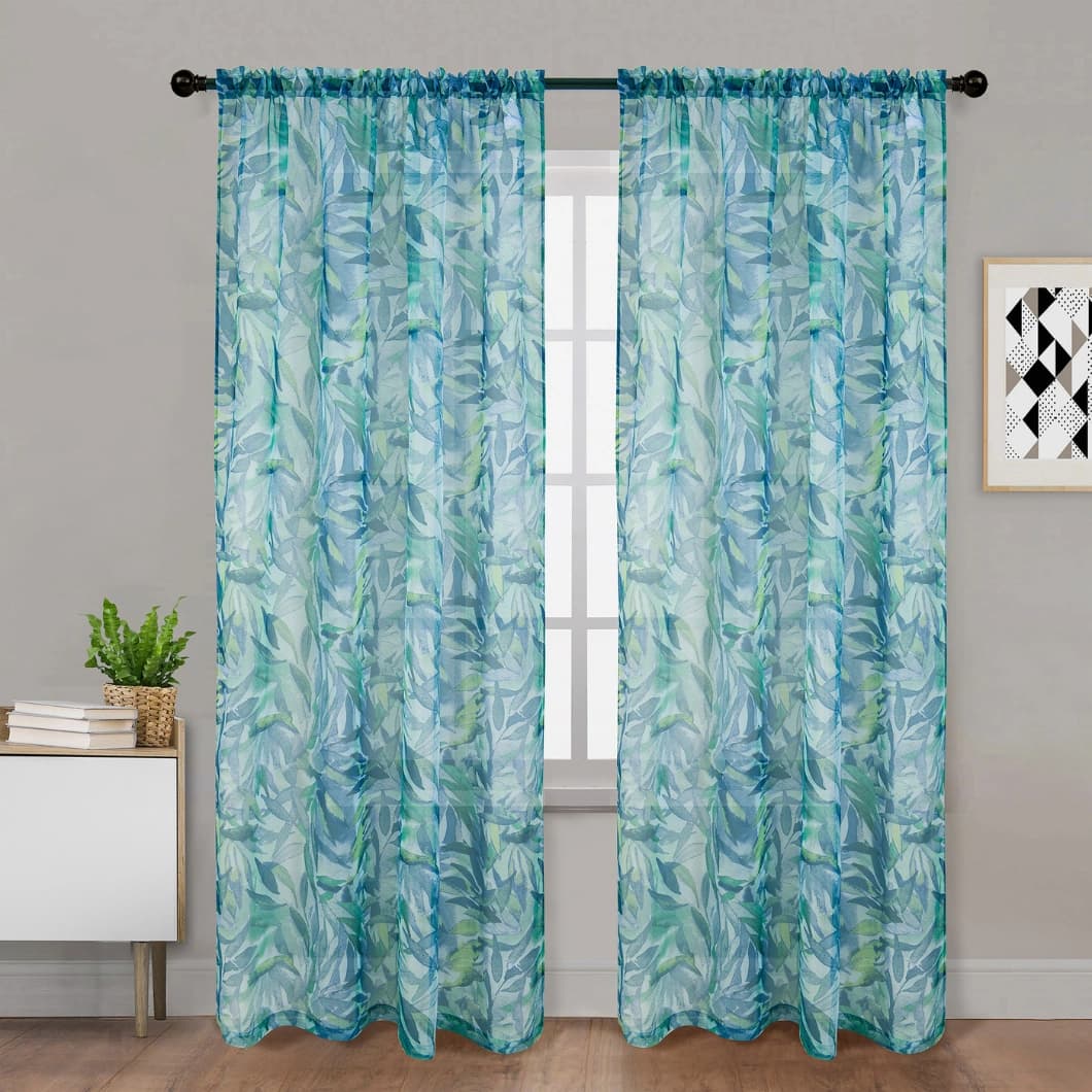 Voile Rod Pocket Sheer Curtains 52x95 Navy (4 Panels)