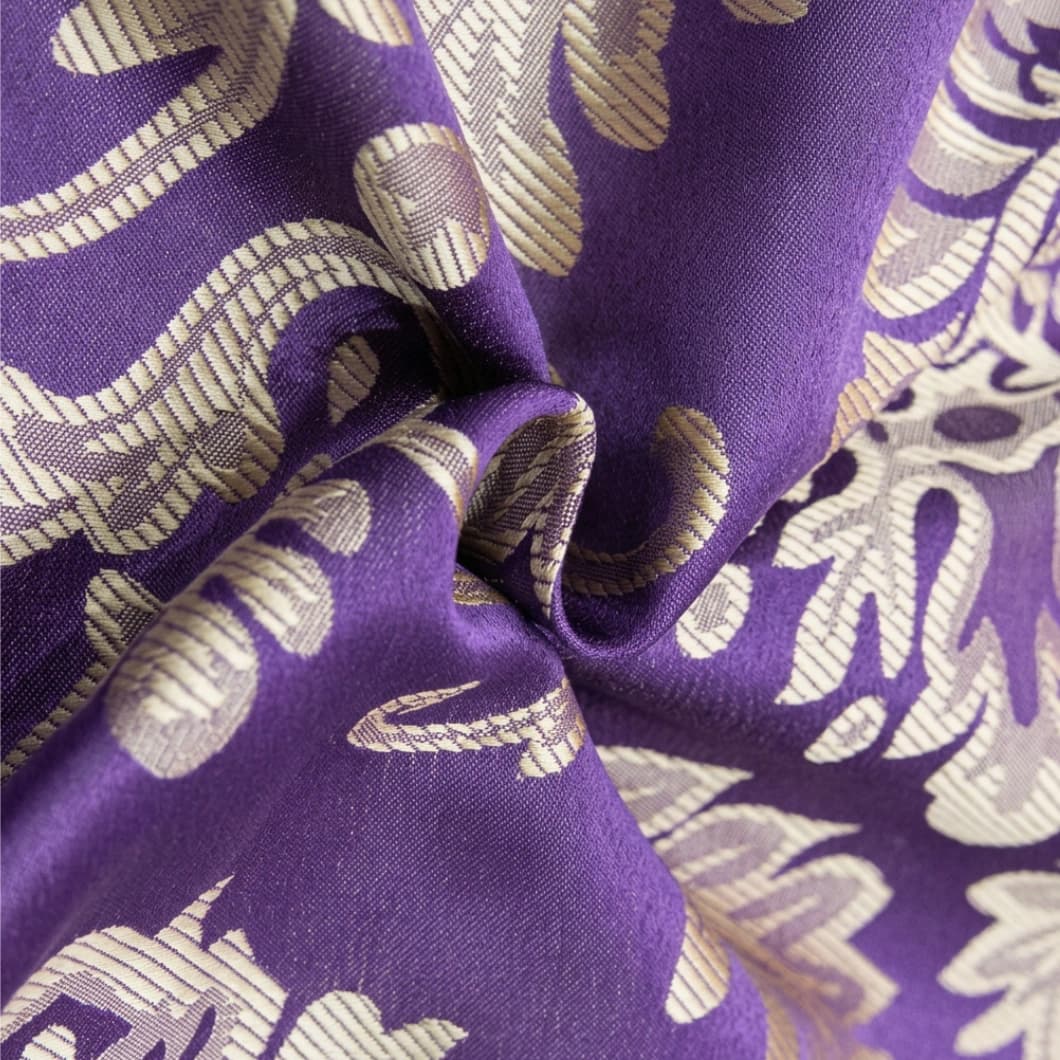 Double Layer Jacquard Blackout Curtains with Waterfall Valance 52x63 Inch – Violet (1 Pair)
