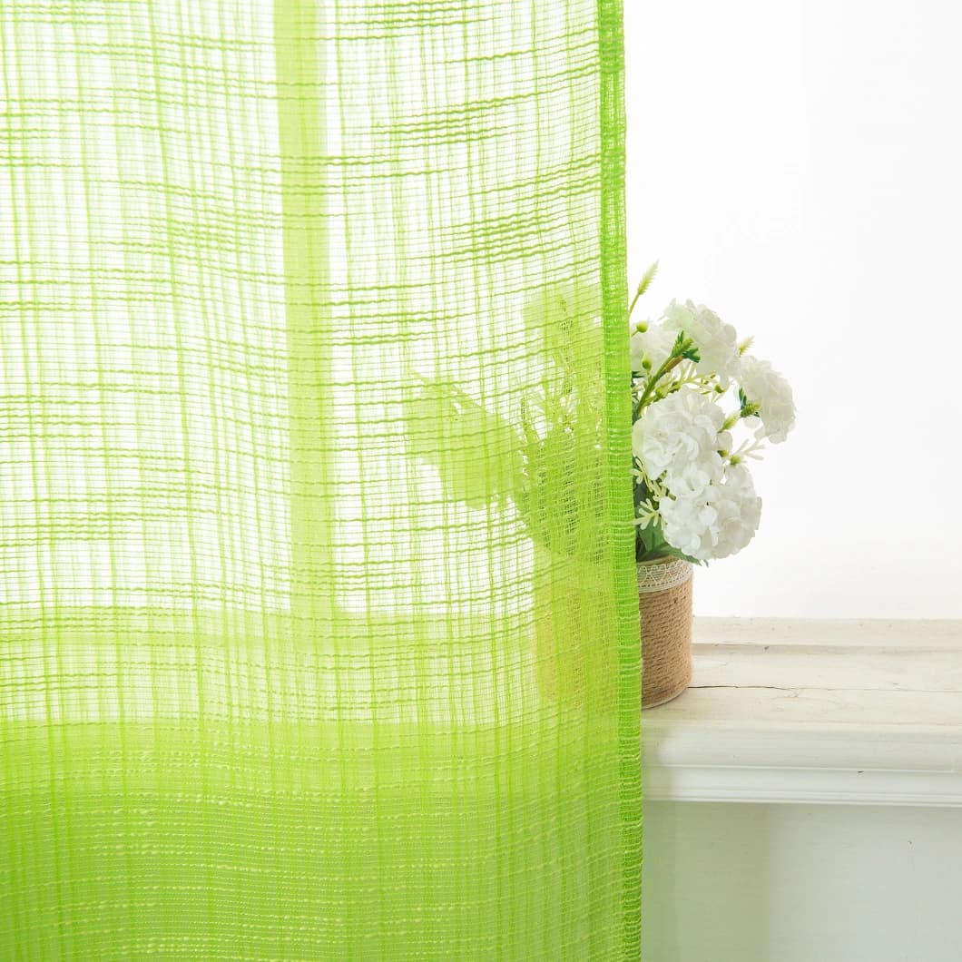 Bohemian Bamboo Gauze Semi Sheer Curtains 52x95 Grommet Lime Green (1 pair)