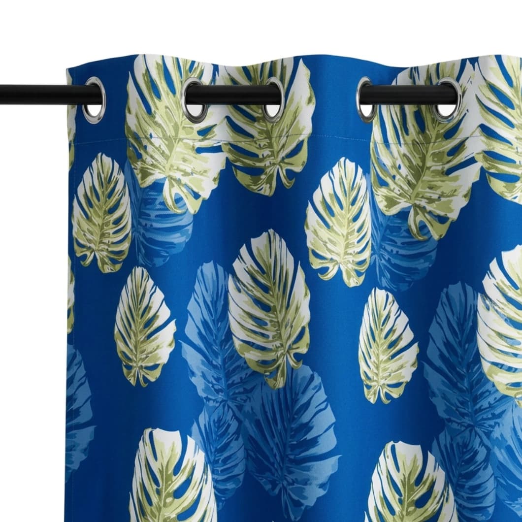 Metallic Printed Blackout Grommet Curtains 52x84 Blue (1 Pair)