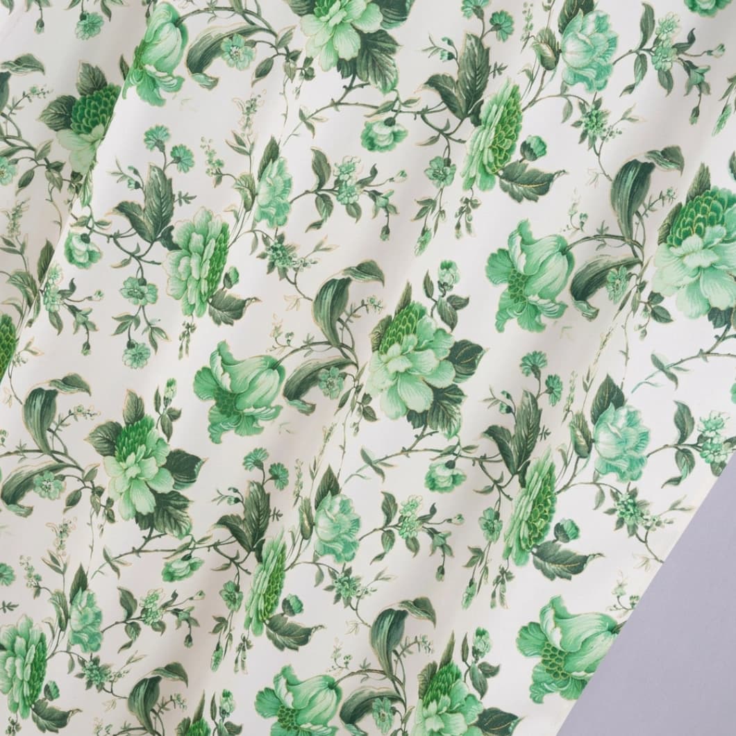 Floral Metallic Printed Full Blackout Grommet Curtains 54x84 Inch – Sage (1 Pair)
