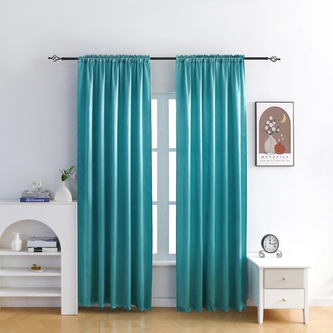 Heavy Crushed Sateen Rod Pocket Curtain 52x90 Teal (1 Pair)