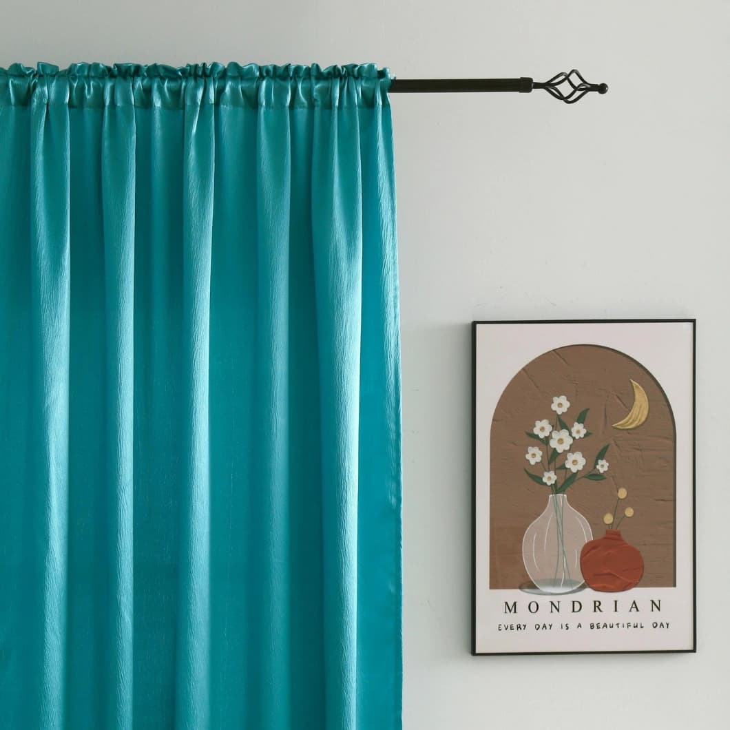 Heavy Crushed Sateen Rod Pocket Curtain 52x90 Teal (1 Pair)