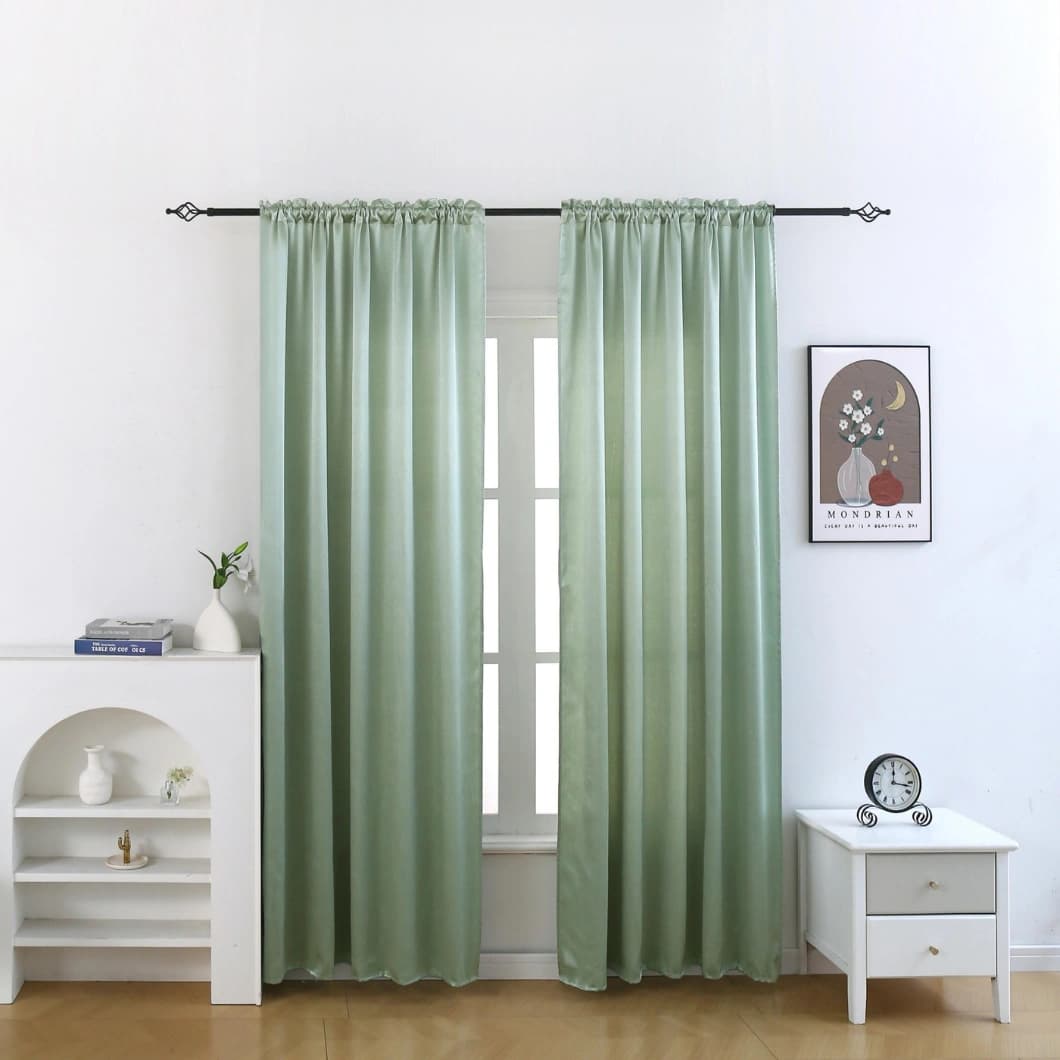 Heavy Crushed Sateen Rod Pocket Curtain 52x90 Sage (1 Pair)