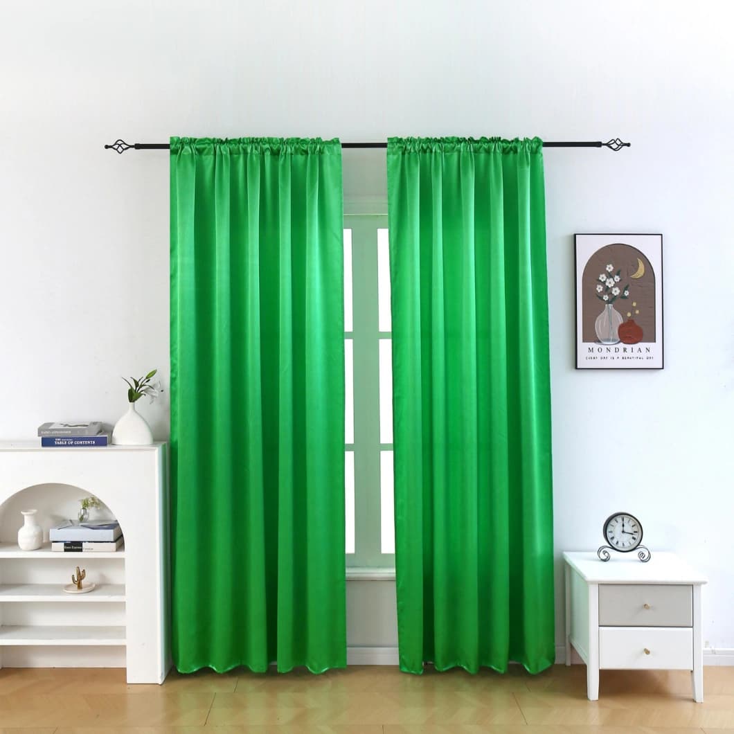 Crushed Sateen Rod Pocket Curtain 52x90 Emerald Green (1 Pair)