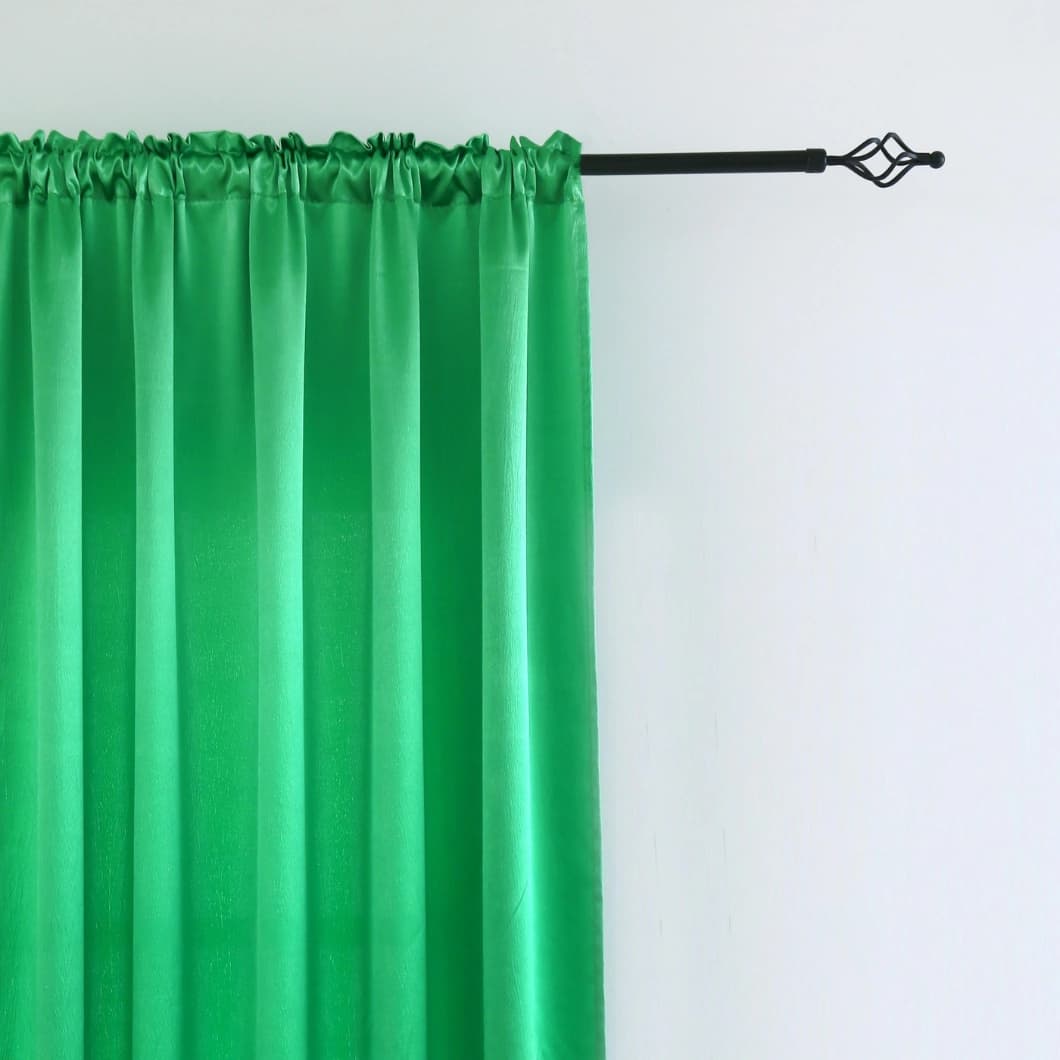 Crushed Sateen Rod Pocket Curtain 52x90 Emerald Green (1 Pair)