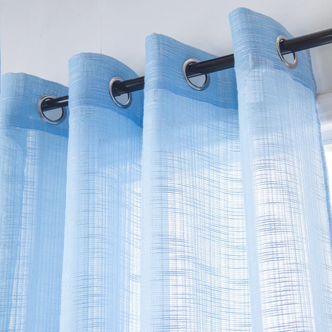 Bohemian Bamboo Gauze Semi Sheer Curtains 52x95 Grommet Light Blue (1 pair)