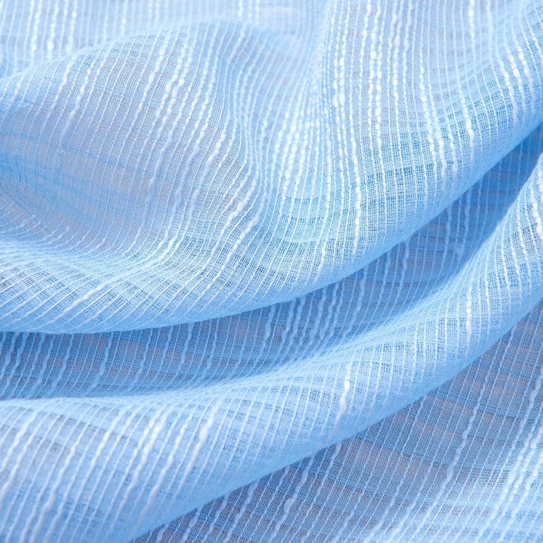 Bohemian Bamboo Gauze Semi Sheer Curtains 52x95 Grommet Light Blue (1 pair)