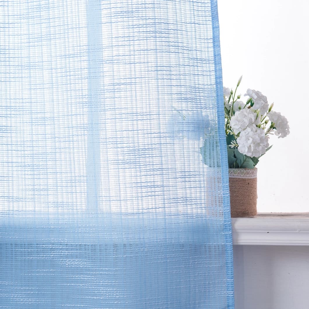 Bohemian Bamboo Gauze Semi Sheer Curtains 52x95 Grommet Light Blue (1 pair)