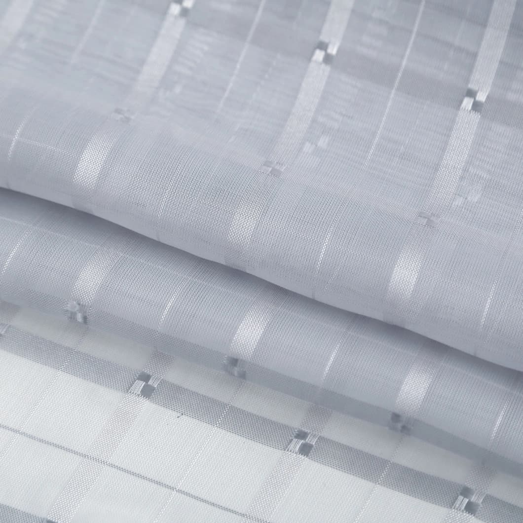 Plaid Voile Sheer Rod Pocket Curtains 52x84 Silver (4 Panels)