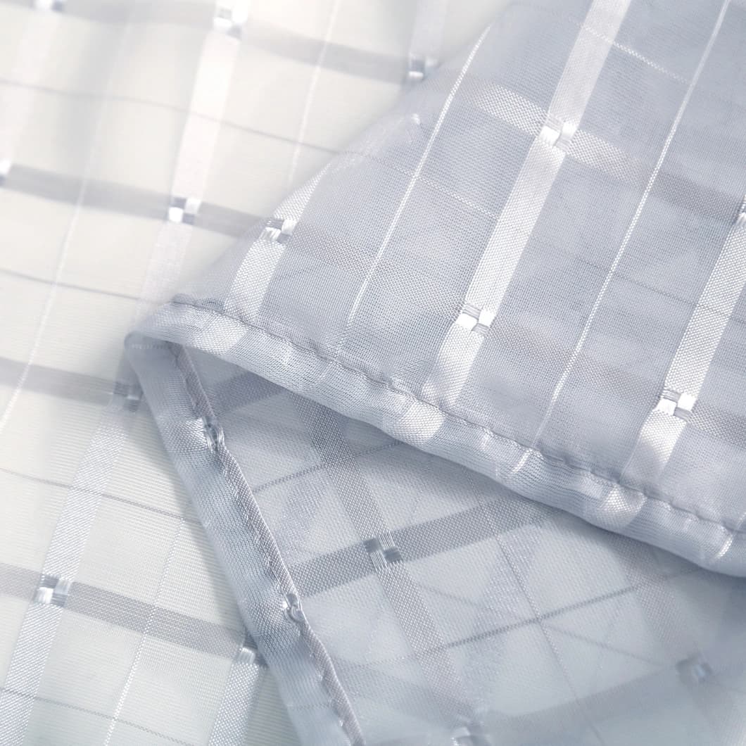 Plaid Voile Sheer Rod Pocket Curtains 52x84 Silver (4 Panels)
