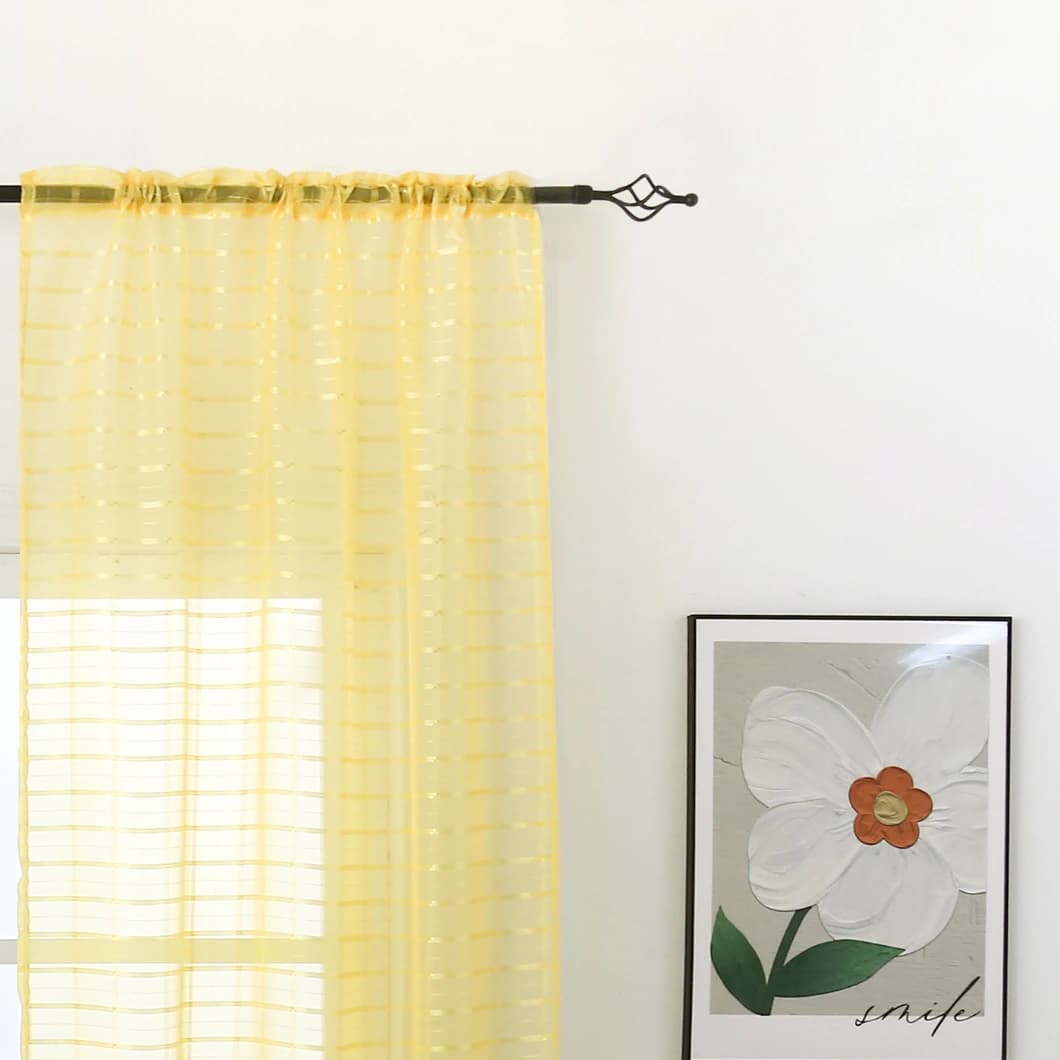 Plaid Voile Sheer Grommet Curtains 52x84 Yellow (4 Panels)