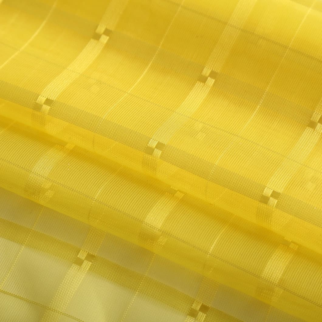 Plaid Voile Sheer Grommet Curtains 52x84 Yellow (4 Panels)
