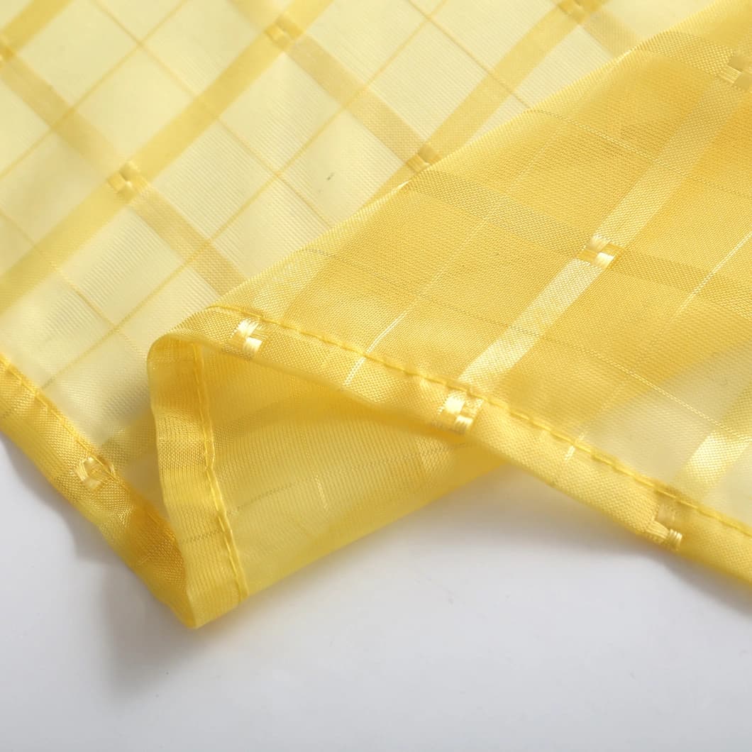 Plaid Voile Sheer Grommet Curtains 52x84 Yellow (4 Panels)