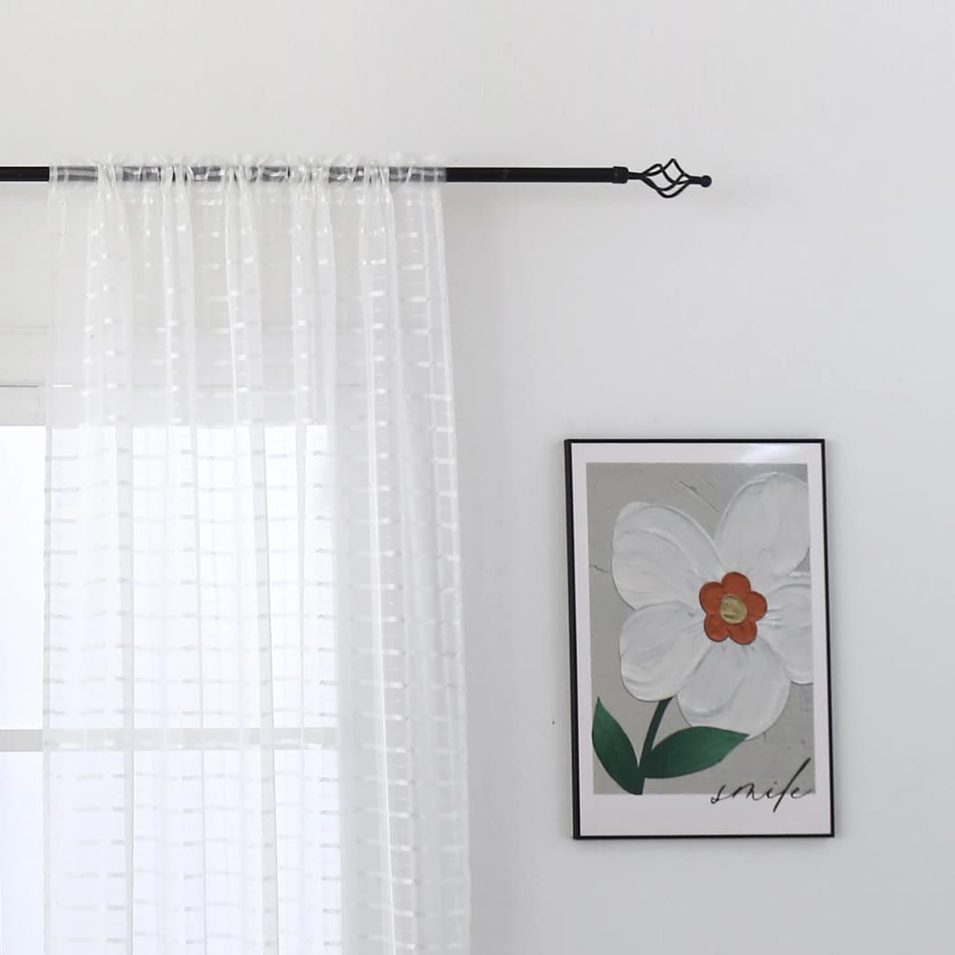 Plaid Voile Sheer Rod Pocket Curtains 52x84 Ivory (4 Panels)