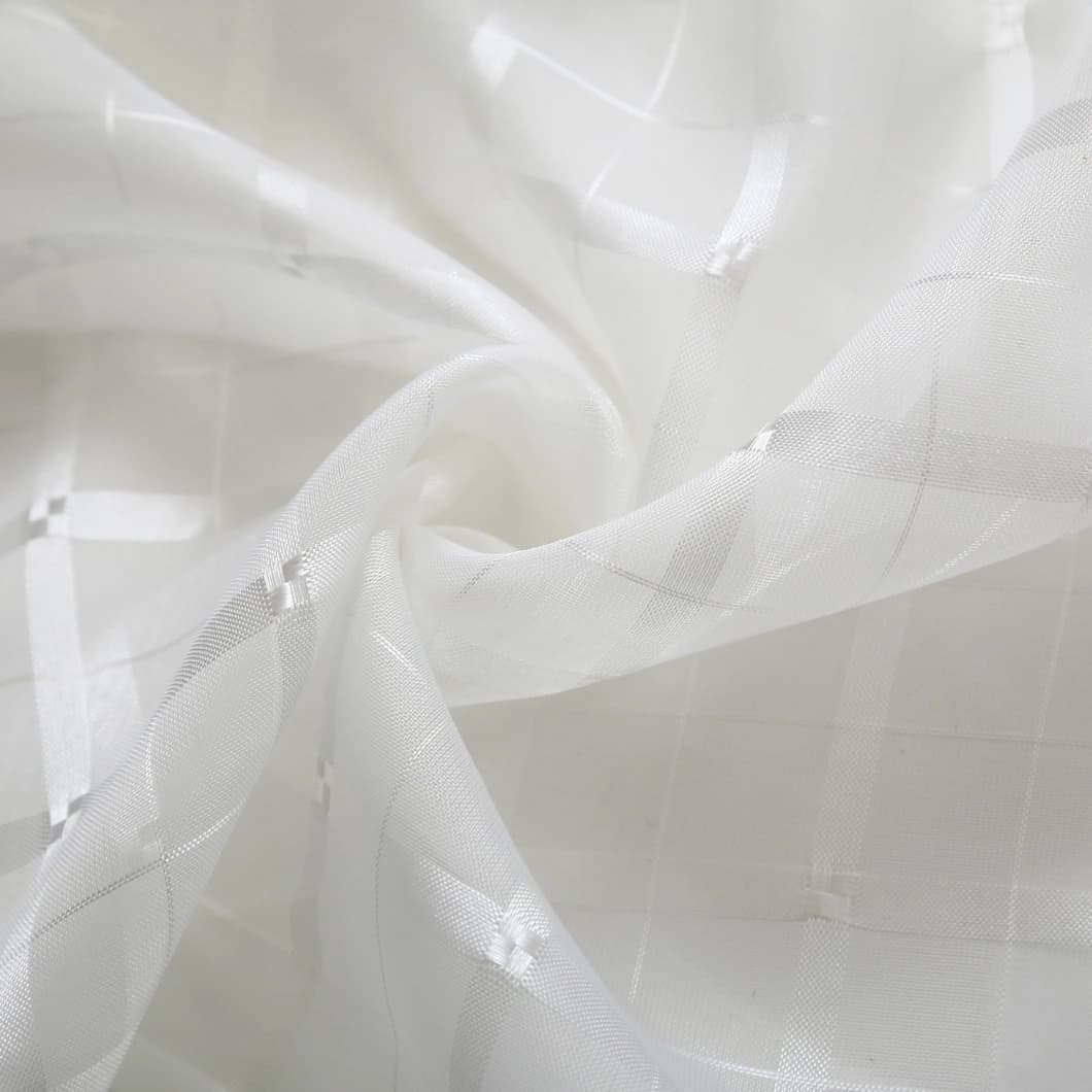 Plaid Voile Sheer Rod Pocket Curtains 52x84 Ivory (4 Panels)
