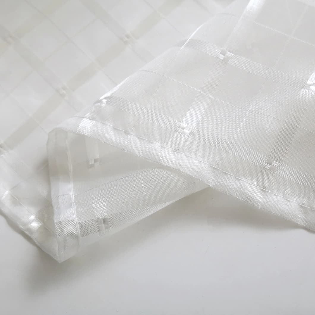 Plaid Voile Sheer Rod Pocket Curtains 52x84 Ivory (4 Panels)