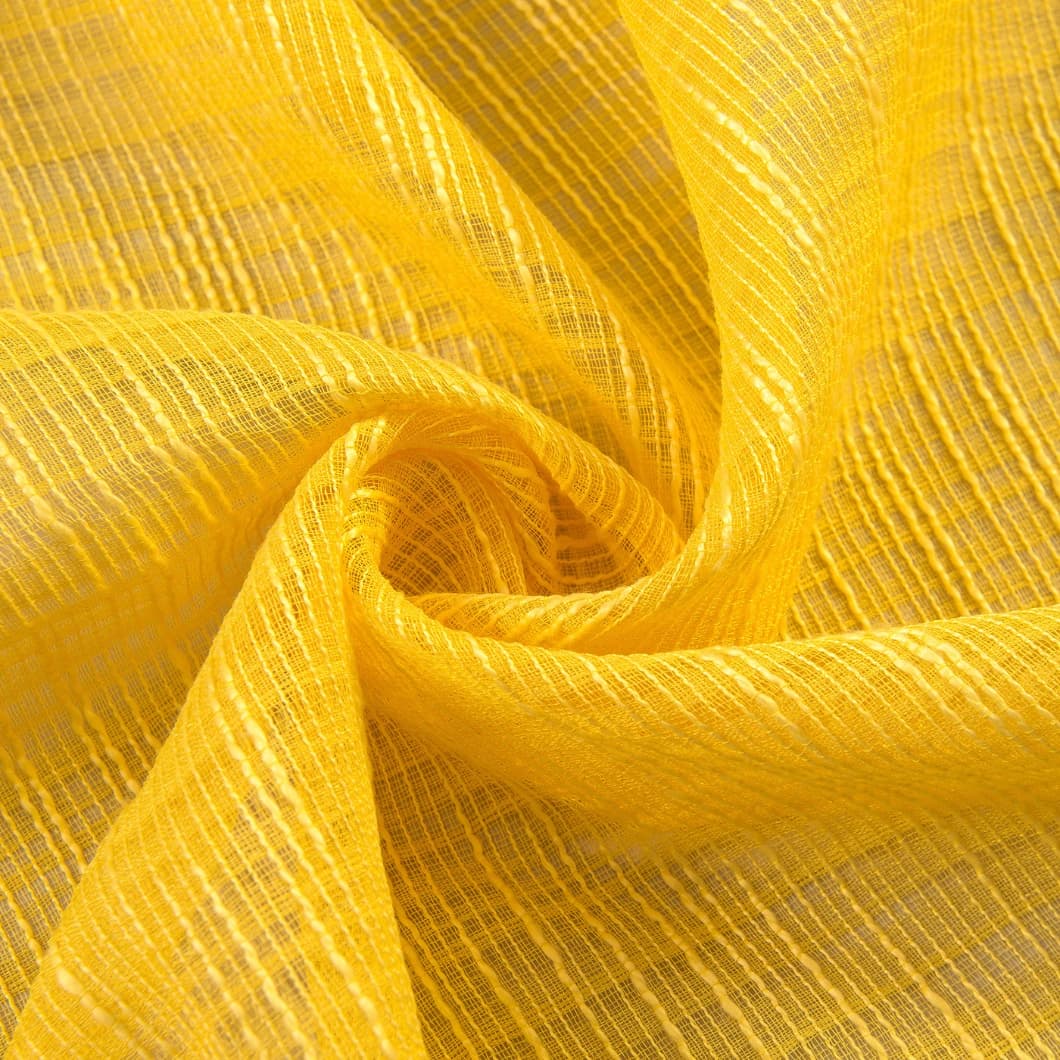 Bohemian Bamboo Gauze Semi Sheer Curtains 52x95 Grommet Yellow (1 pair)