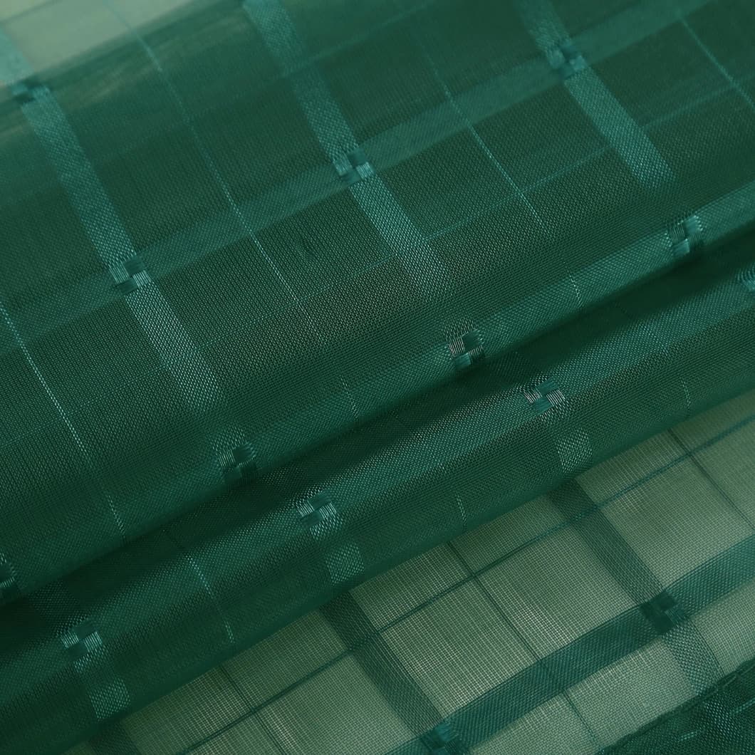 Plaid Voile Rod Pocket Sheer Curtains 52x84 Hunter Green (4 Panels)