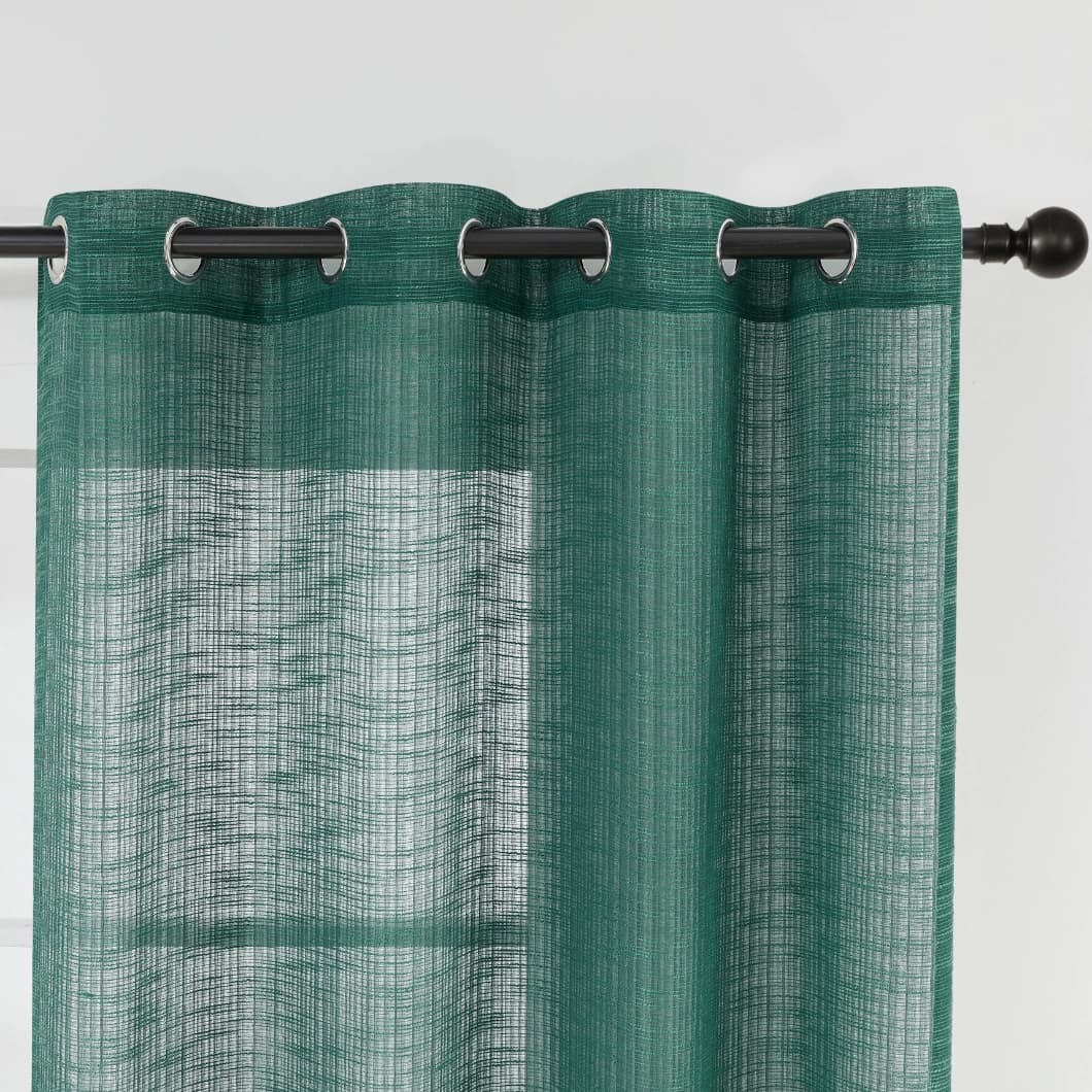 Bohemian Bamboo Gauze Semi Sheer Curtains 52x95 Grommet Hunter Green (1 pair)