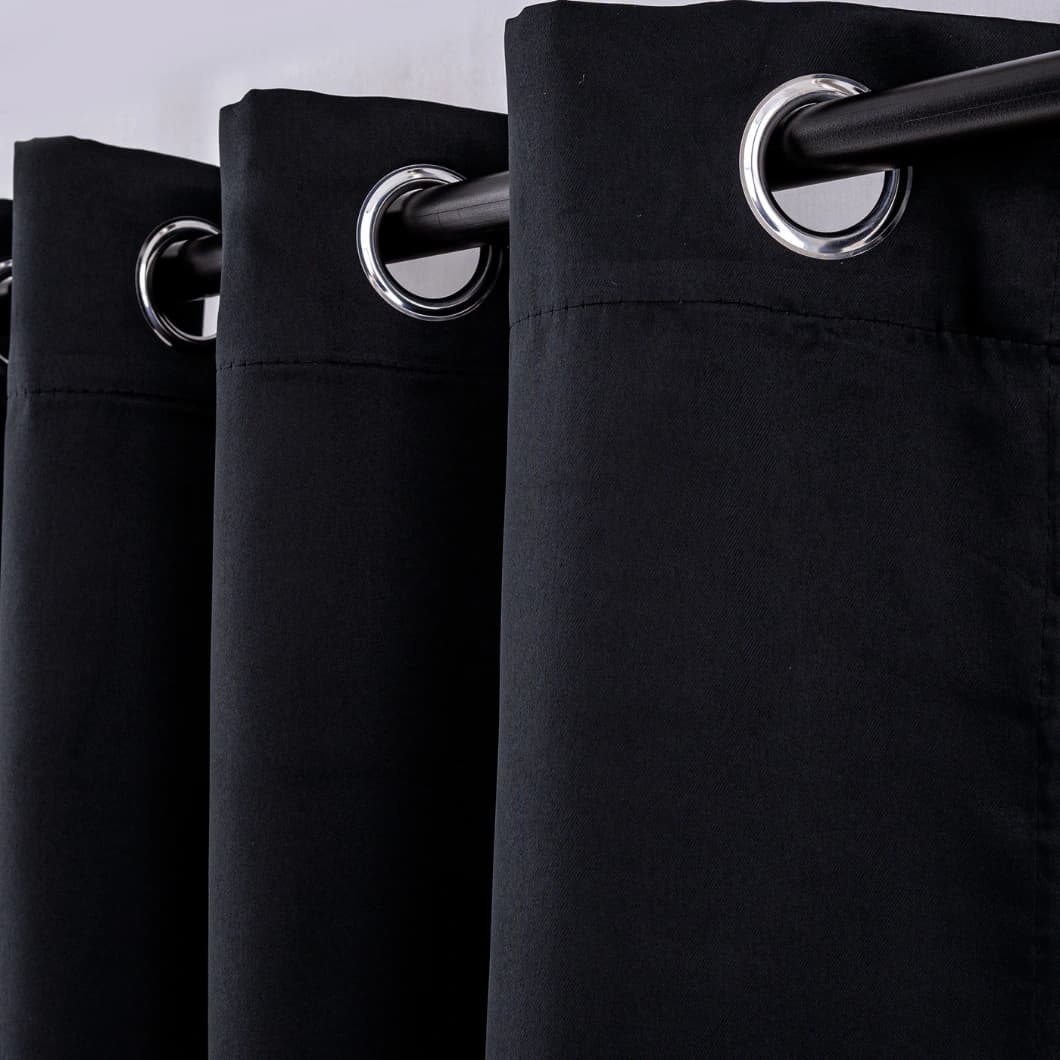 Solid Blackout Grommet Curtains 52x95 Black (4 Panels)