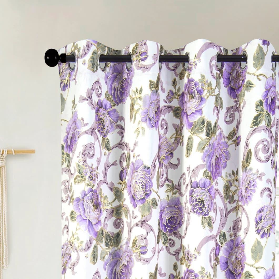 Metallic Printed Blackout Grommet Curtains 52x84 Lilac (1 Pair)