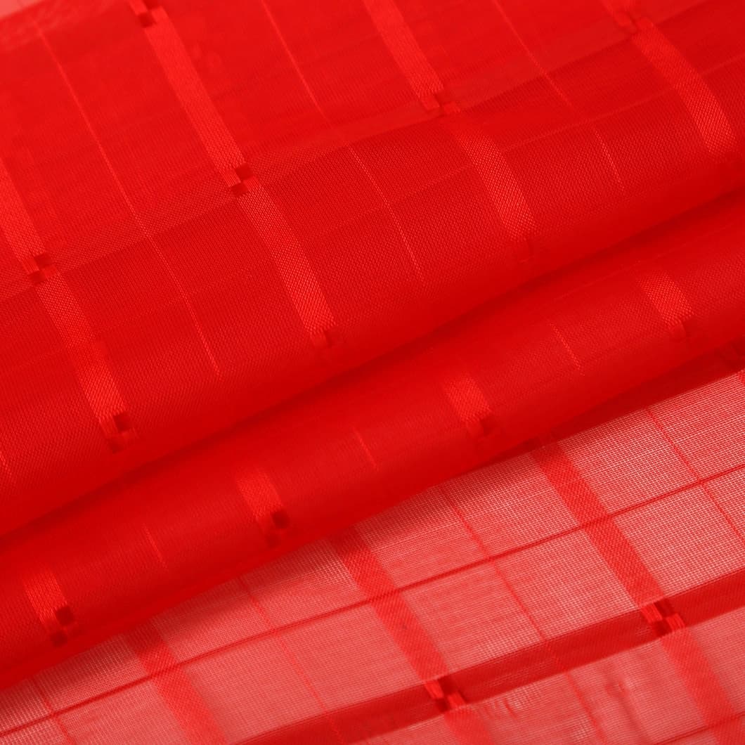 Plaid Voile Rod Pocket Sheer Curtains 52x84 Red (4 Panels)