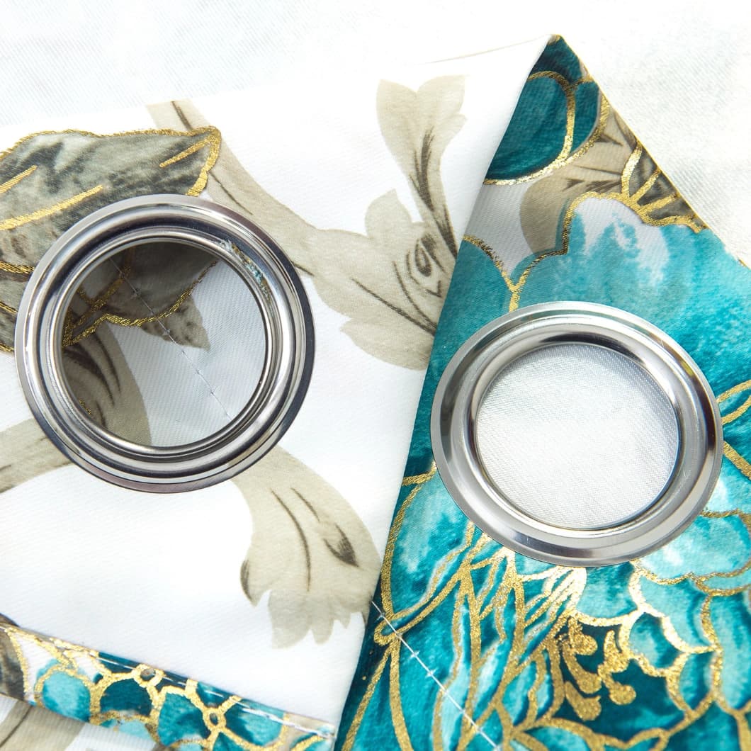 Metallic Printed Blackout Grommet Curtains 52x84 Teal (1 Pair)