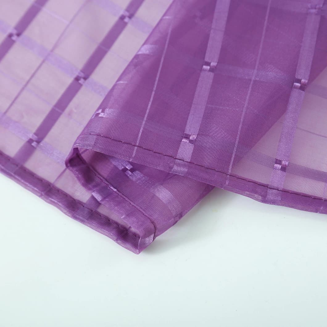 Plaid Voile Sheer Rod Pocket Curtains 52x84 Purple (4 Panels)