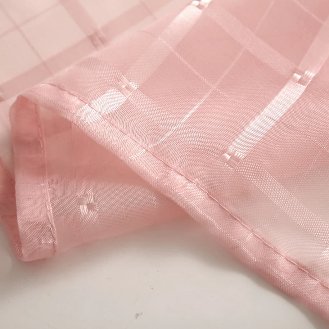 Plaid Voile Rod Pocket Sheer Curtains 52x84 Blush (4 Panels)