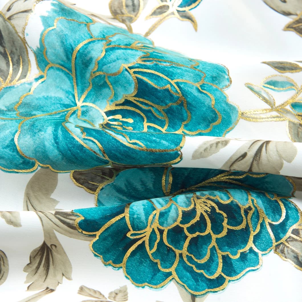 Metallic Printed Blackout Grommet Curtains 52x84 Teal (1 Pair)