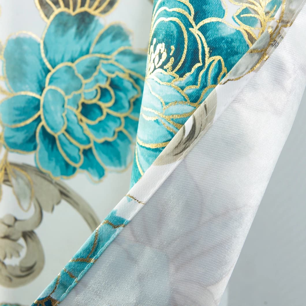 Metallic Printed Blackout Grommet Curtains 52x84 Teal (1 Pair)
