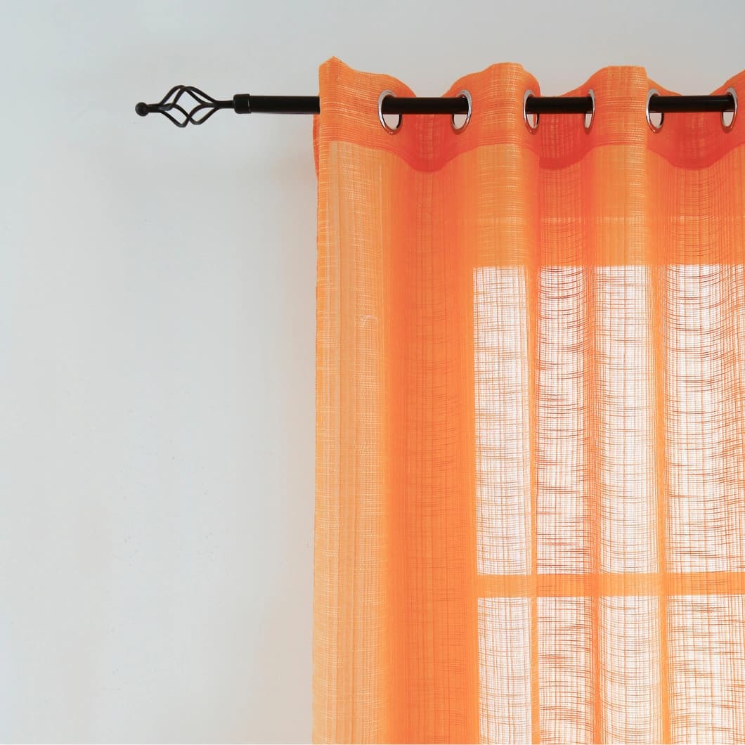 Bohemian Bamboo Gauze Semi Sheer Curtains 52x95 Grommet Orange (1 pair)