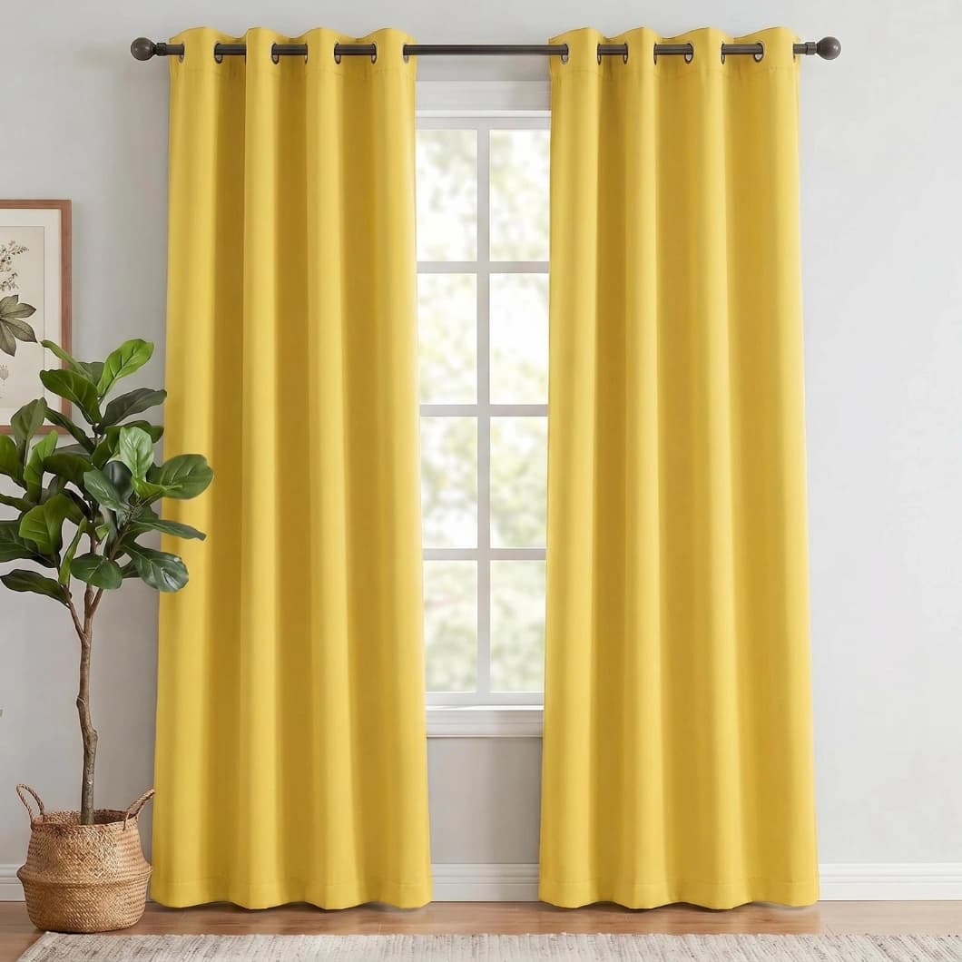 Solid Blackout Grommet Curtains 52x84 Yellow (1 Pair)