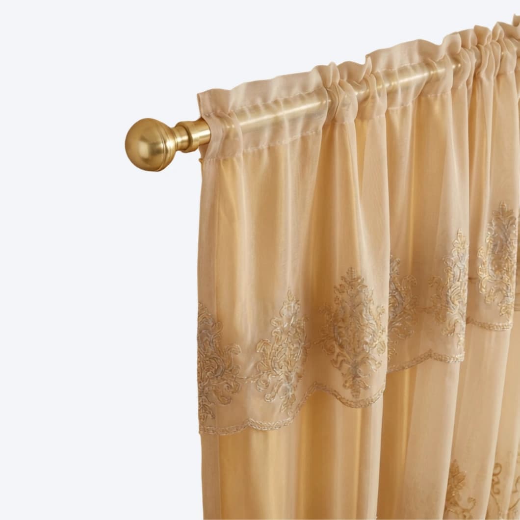 Embroidery Doli Sheer Rod Pocket Curtains 52x84 GOLD 4 Panels