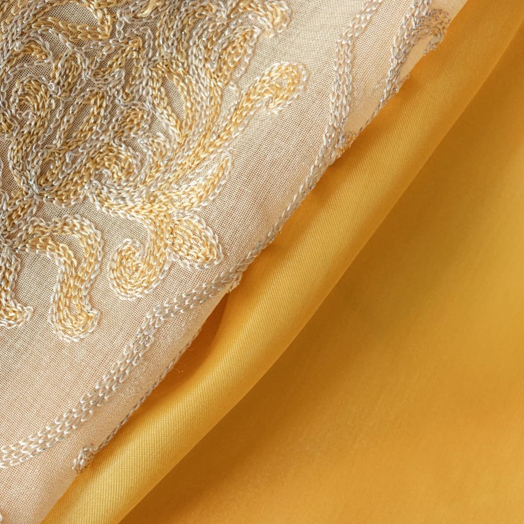 Embroidery Doli Sheer Rod Pocket Curtains 52x84 GOLD 4 Panels