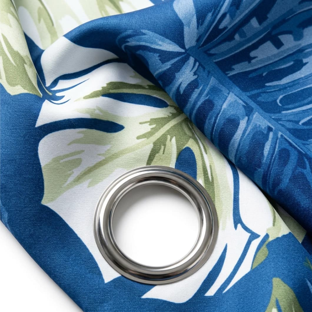 Metallic Printed Blackout Grommet Curtains 52x84 Blue (1 Pair)