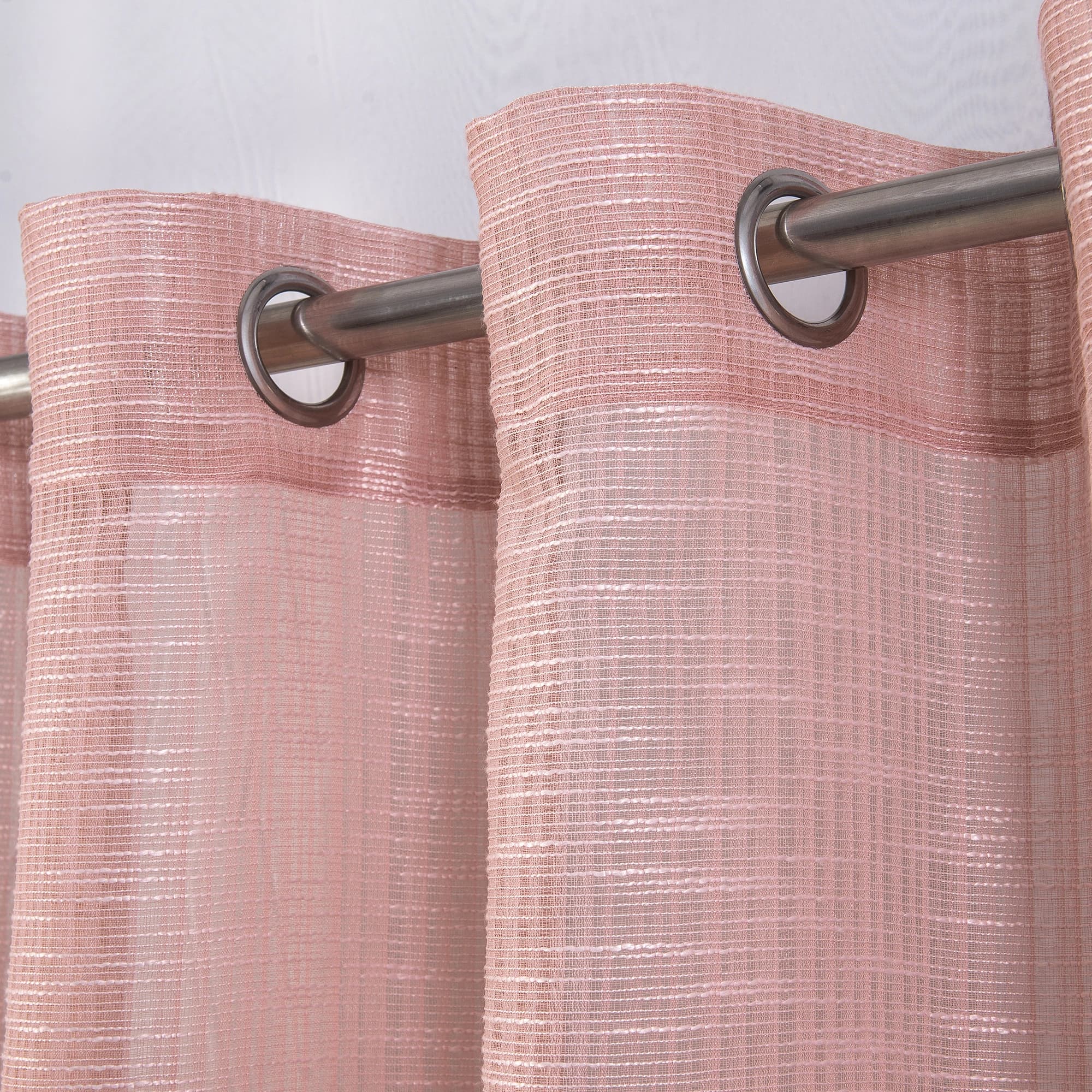 Bohemian Bamboo Gauze Semi Sheer Curtains 52x95 Grommet Blush (1 pair)