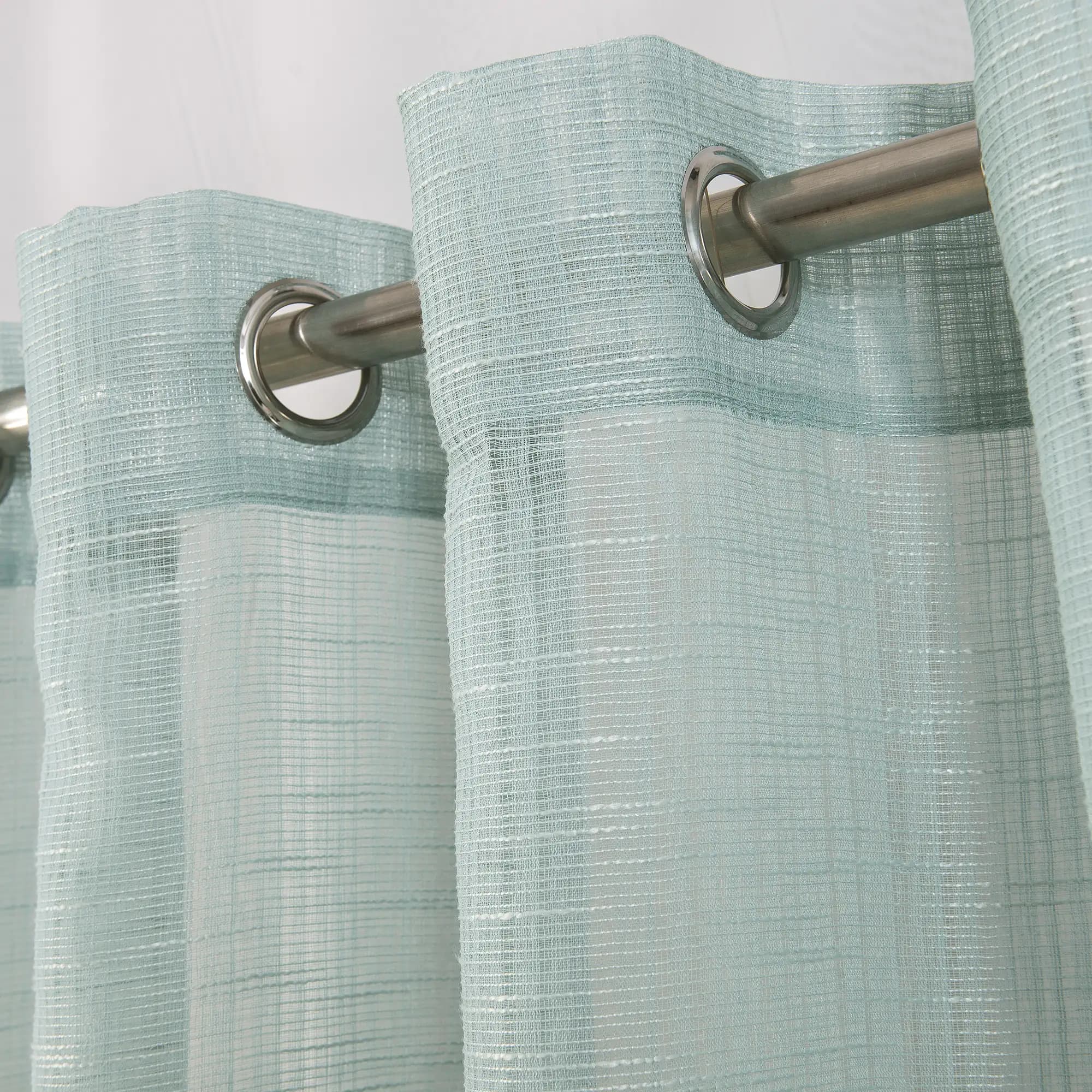 Bohemian Bamboo Gauze Semi Sheer Curtains 52x95 Grommet Mint Green (1 pair)