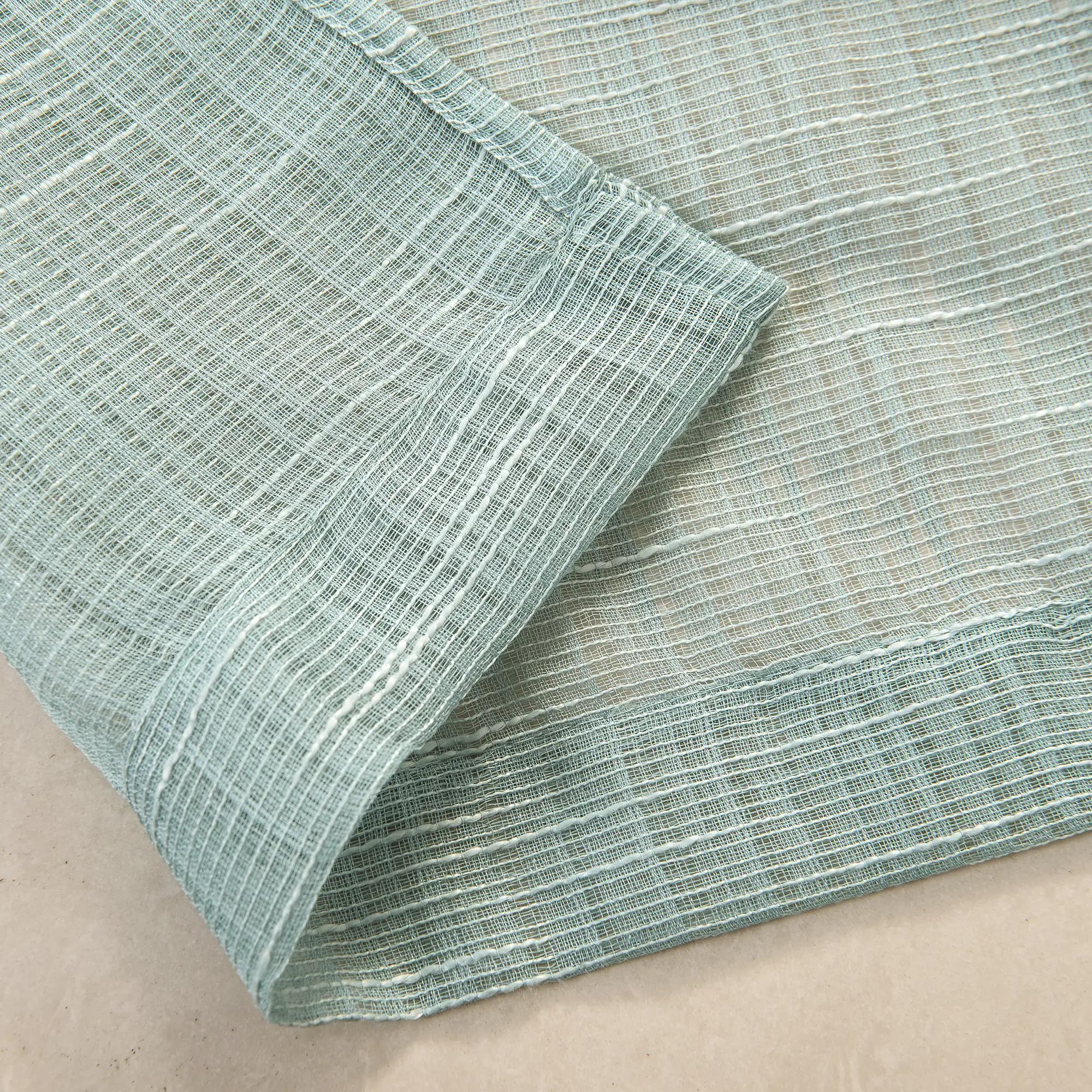 Bohemian Bamboo Gauze Semi Sheer Curtains 52x95 Grommet Mint Green (1 pair)